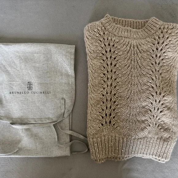 Brunello Cucinelli Cashmere Sequined Cropped Sweater XS - Picture 10 of 13